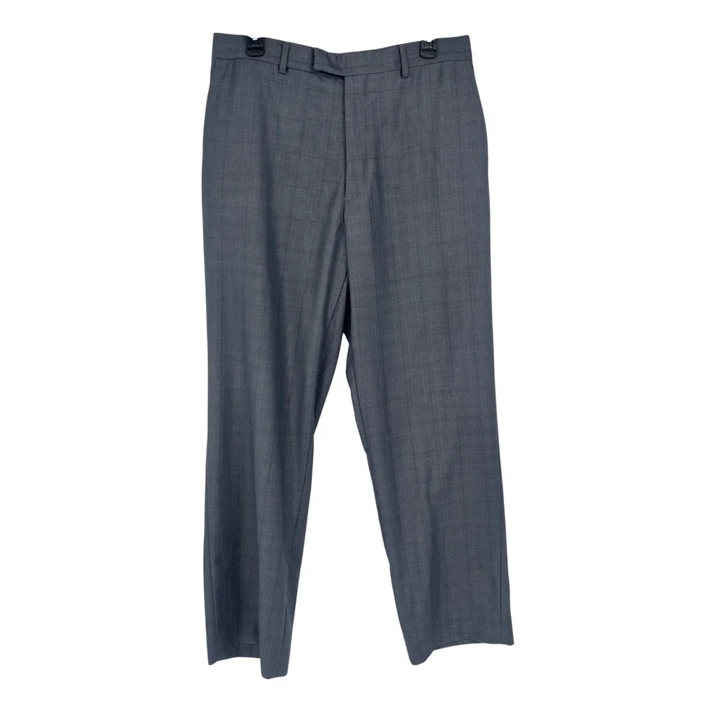 Perry Ellis Portfolio Dress Pants Mens 32/30 Blue Gray Glen Plaid Check Business